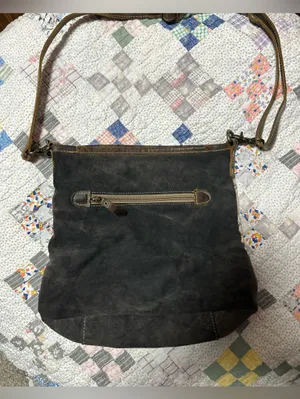 Myra Bag Beige, Brown and Black Patterned Crossbody with Haircalf Trim thumbnail 4