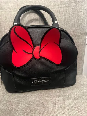 Disney Loungefly Minnie Mouse OG Dome Bowler Satchel Purse Black w/Red Bow VHTF thumbnail 2