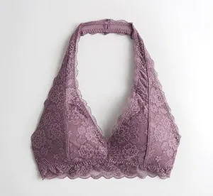 Gilly Hicks Purple Everything Lace Halter Bralette With Removable Pads thumbnail 2