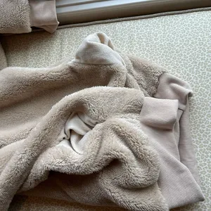 NWOT Chuncky Fleece 1/4 Zip Hoodie size S cream/light tan thumbnail 10
