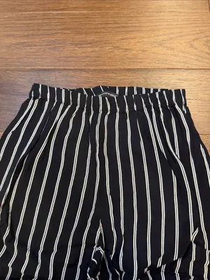 Brandy Melville Pants Black White Striped Wide Leg Elastic Waistband - C31-047 thumbnail 4