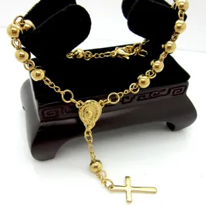 Stainless Steel Cross Pendant Bead Bracelet thumbnail 5