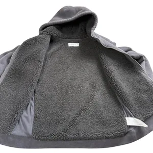 Abercrombie & Fitch Hoodie Women XS‎ Gray Sherpa Lined Zip Up Fleece Jacket thumbnail 4