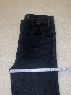 MOTHER Hustler Ankle Fray Crop‎ Flare High Rise Washed Black Jeans 29 thumbnail 7