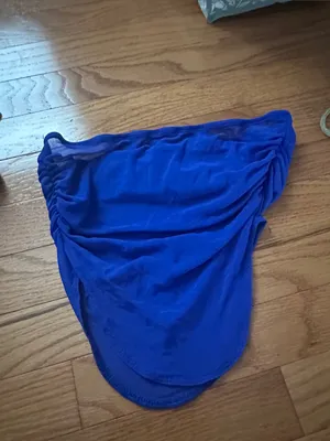 SheIn Blue Ruched Tube Shear Top - Women thumbnail 2