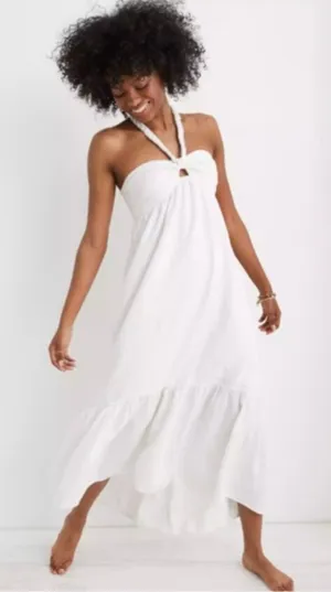 Linen Blend Braided Aerie Halter Dress thumbnail 1