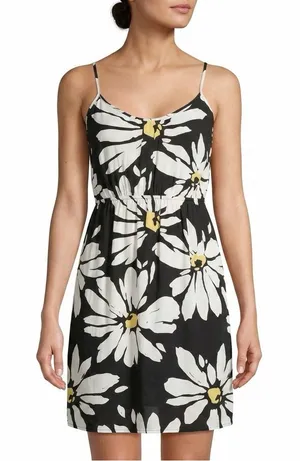 Old Navy XS Black White Daisy Floral Cami Mini‎ Dress Y2K Sundress thumbnail 1