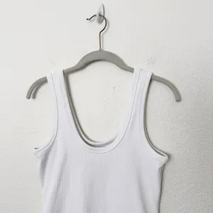 [Nuuds] White Ribbed Knit Scoop Neck Sleeveless Tank Bodysuit Top Size Medium M thumbnail 6