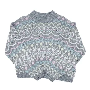 Vintage 80s 90s Croquet Club Women's Soft Pastel Grey Acrylic Knit Sweater Ski thumbnail 1