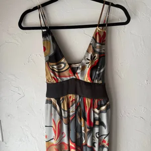 Forever Y2k Size Medium Retro Black Red Satin Going Out Maxi Dress‎ thumbnail 2