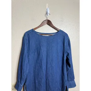 GALLARDAGALANTE Denim TUnic Blouse Boat Neck Cotton Japanese Size F One Size thumbnail 4