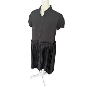 Taylor Tillman Katie Black Pleated Shirt Dress Puff Sleeve NWT S thumbnail 5