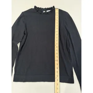 J Crew Sweater Womens Small Black 100% Cotton Lightweight Basic Layer Travel thumbnail 5