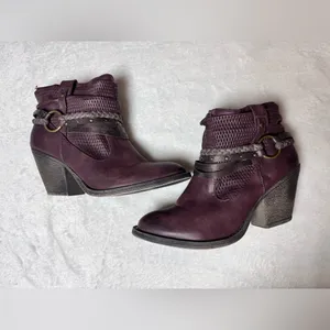 Maurices Burgundy Slouchy Boho Ankle Boots Size‎ 7.5 thumbnail 2
