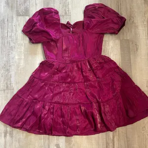 Heart & Heels fuchsia shocked mini dress with a sweetheart neckline size medium thumbnail 3