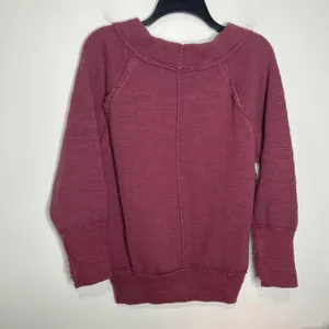 Free People pink exposed seam pullover sweater sweatshirt women's size small‎ thumbnail 4