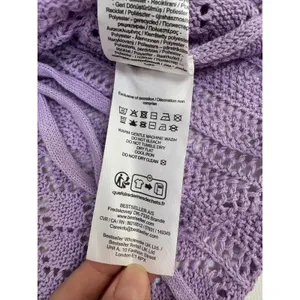 Noisy‎ May Purple Pointelle Knit Rouched V-Neck Cropped Sweater Small thumbnail 7