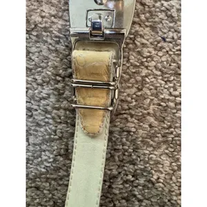 Dame Genuine Snakeskin Women's Yellow Belt Deco Gold Silver Hook Buckle‎ thumbnail 5