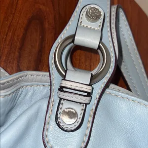 Tignanello rare Blue Leather Shoulder Bag multi striped interior thumbnail 6