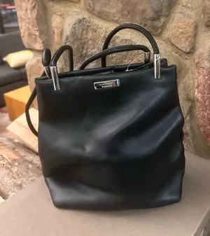 Nine West Black Satchel with Metal Accents thumbnail 1