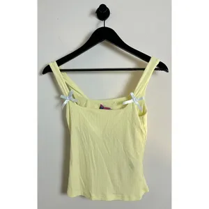 EDIKTED Lola Bow Rib Tank in Yellow Size X-Small thumbnail 3