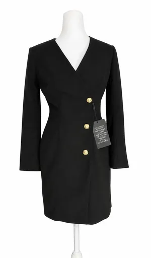 White House Black Market Blazer Dress 2P Black Long Sleeve Gold Button NWT thumbnail 1