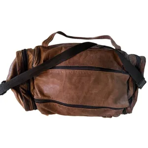 Vintage Eagle Creek Brown Leather Duffle Bag Travel Carry On Weekender 22" thumbnail 2