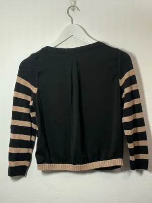 Anthropologie Moth Tan & Black Striped Cardigan Sweater Size Small thumbnail 3