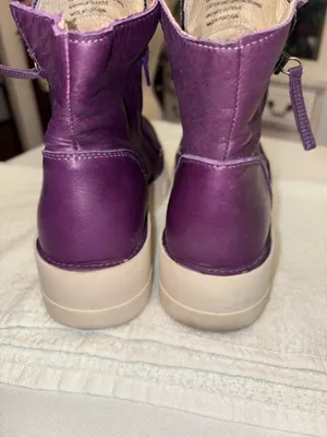 Miz Mooz Leather Platform Ankle Boots Deep Plum side zip Lando Style Sz 37 6.5/7 thumbnail 3