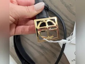 Anine Bing Monogram Leather Belt in Black NWT thumbnail 4