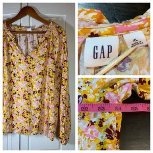 Gap Cottage Peasant Blouse Top Women XL‎ Floral Ruffle Boho Bloomcore Flowy thumbnail 2