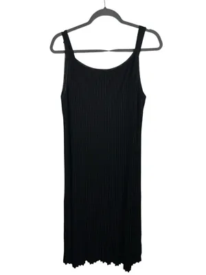 Eileen Fisher Black Ribbed Knit Tank‎ Midi Dress Small Viscose Minimalist thumbnail 3