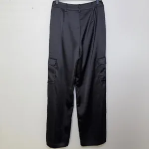 MESHKI Amaya Lace Up‎ Cargo Pants Black Satin Wide Leg Size S thumbnail 8