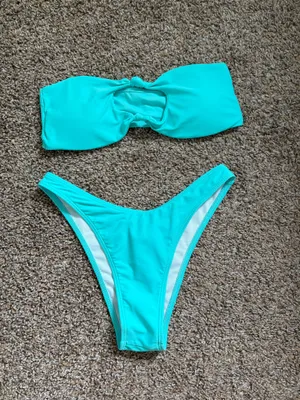 Amazon Teal Bandeau Bikini Set  thumbnail 3