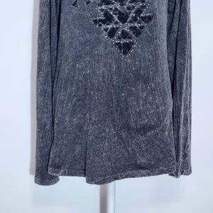 Daytrip Black Mineral Washed Tee with Metal Stud Detail Size Large thumbnail 4