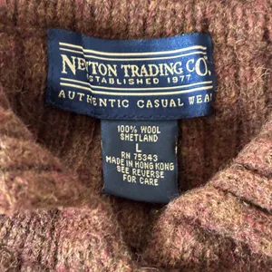 Vtg Newton Trading Co 100% Shetland Wool Sweater Jacket Sz‎ L Brown Cottagecore thumbnail 4