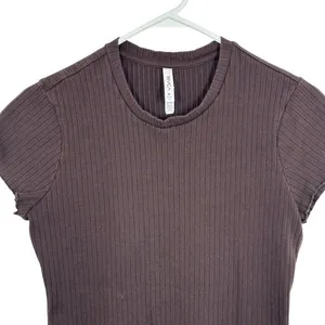 RVCA‎ Women's Dark Brown Ribbed Mini Dress Sporty Beach Y2K 90s Retro Babydoll thumbnail 3