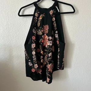 Free People Emily Printed Floral Halter Tank Top Black Size XS thumbnail 2