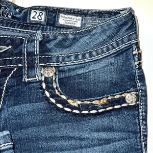 Miss Me Blue Skinny Jeans with Distressed Detailing thick stitch 28 thumbnail 4