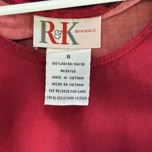 R&K Originals Red Black Tropical Palm Tree Border Print Sleeveless Dress Size 8 thumbnail 4
