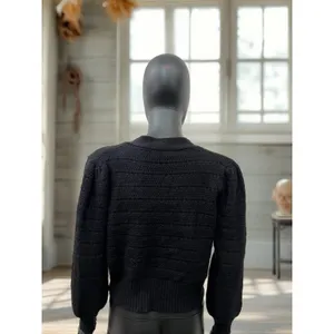 ee:some Black‎ Knit Bow Front Cardigan Sweater Women’s M thumbnail 4