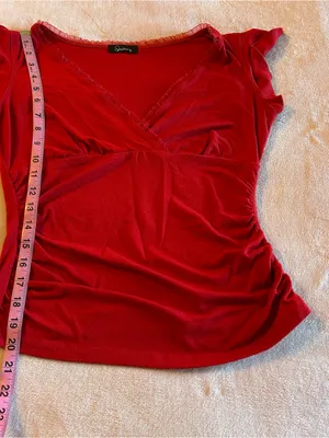 Speechless Y2K red surplice short split sleeve top M ruched ruffles coquette thumbnail 8