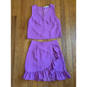 Karlie 2 Piece Set Womens Small Purple Ruffle Mini Skirt Crop Tank Party Summer thumbnail 3
