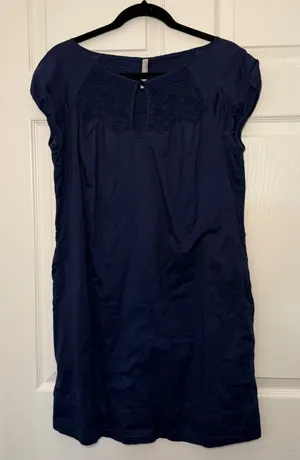 Old Navy Shift Dress Navy Blue Medium Boho Y2K Embroidered Summer‎ Casual thumbnail 1
