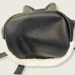 American Eagle Black Faux Leather White Sherpa Bucket‎ Bag thumbnail 5