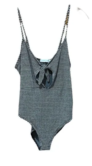Honey Punch Black and White Bow Cutout Bodysuit Large thumbnail 1