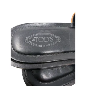 Tod's Leather Toe Ring Flat Slide Sandals Tan Black Made in Italy Size 8 thumbnail 14