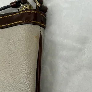 Dooney & Bourke Cream Pebbled Leather Wristlet Pouch Brown Trim‎ Duck Logo READ thumbnail 7