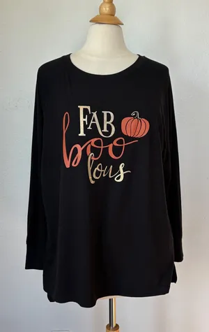 Black Long Sleeve Graphic Halloween T-Shirt thumbnail 1