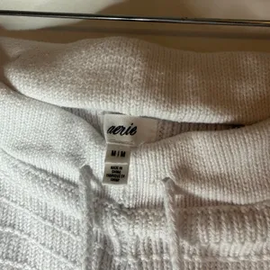 Aerie White Knit Drawstring Shorts Pointelle Eyelet Trim Size Medium Loungewear thumbnail 4